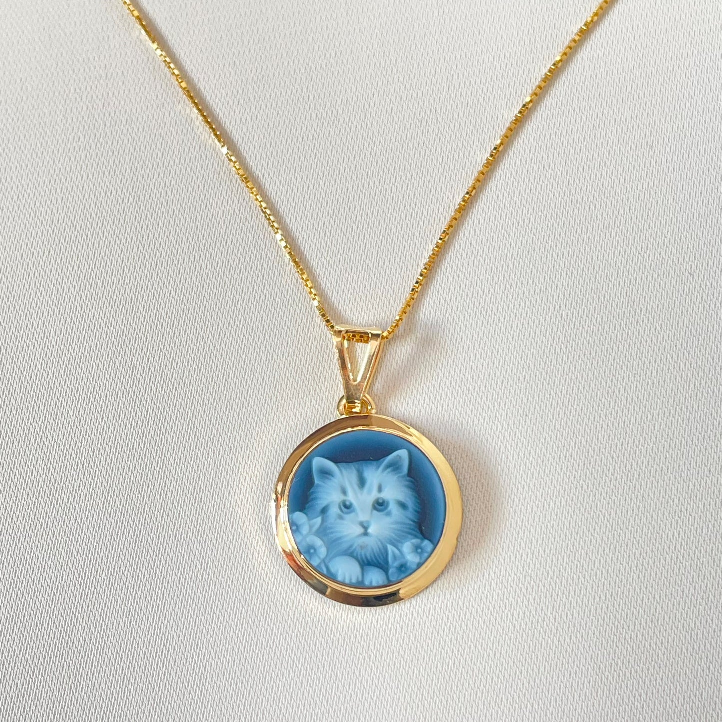 COLLIER CAMÉE CHAT - DORÉ