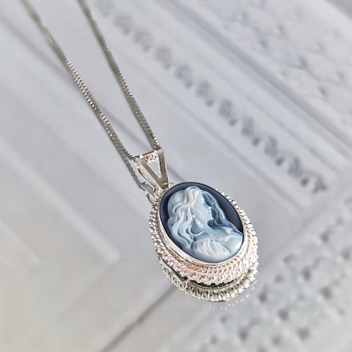 COLLIER BLEU ANNIE MAE - ARGENT