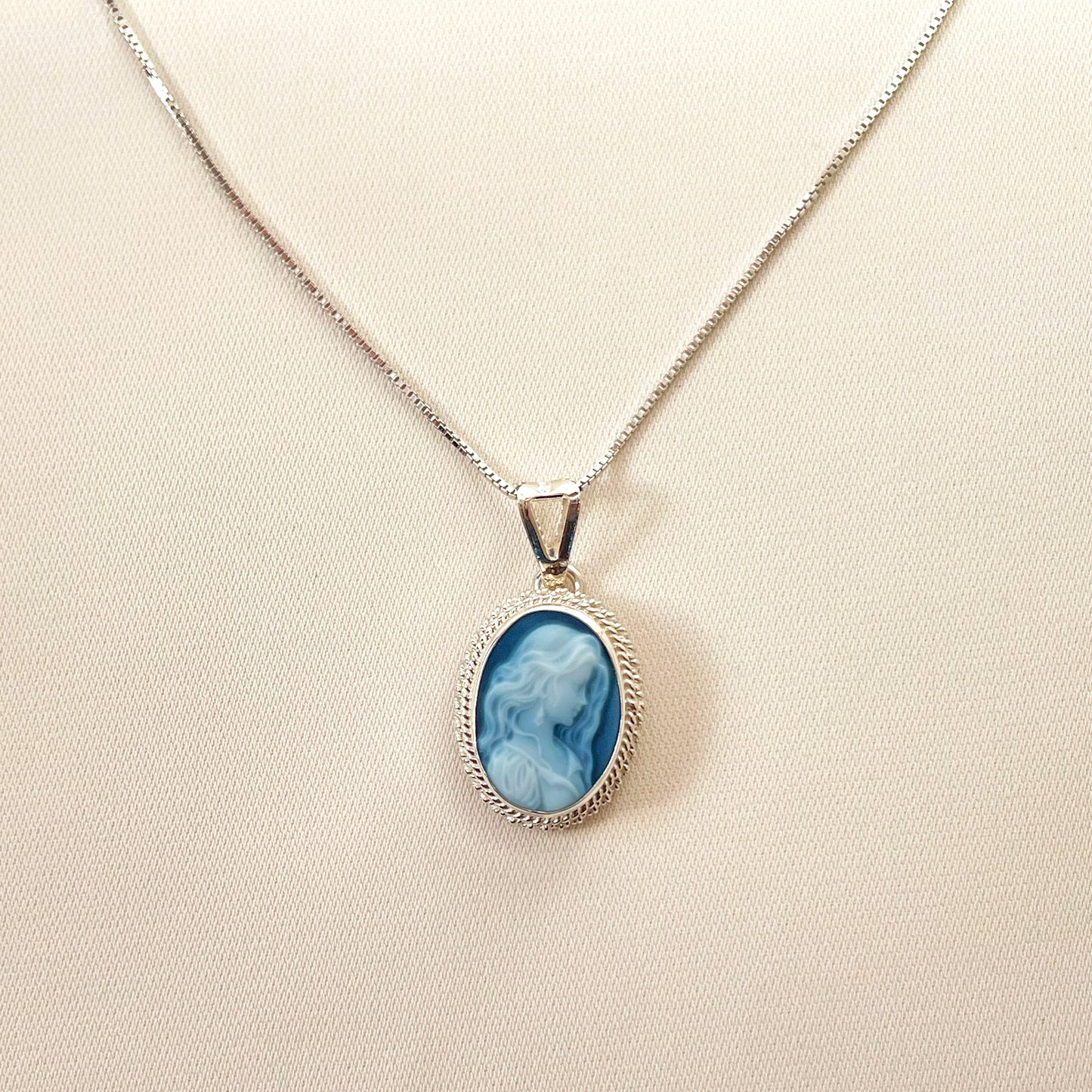 COLLIER BLEU ANNIE MAE - ARGENT