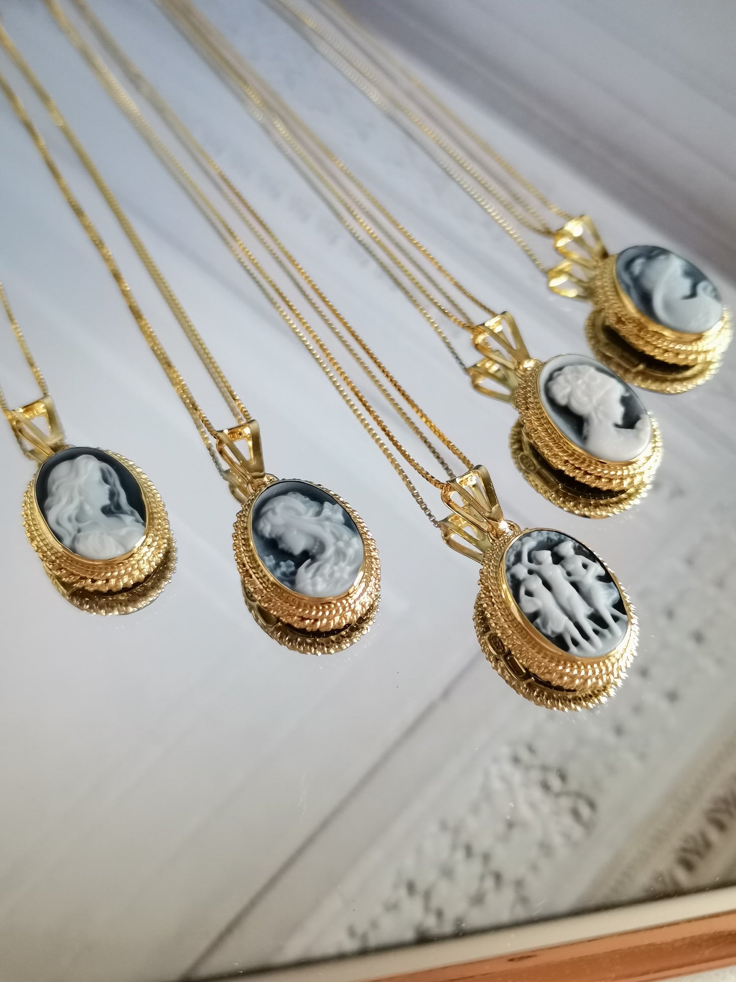 THREE GRACES BLUE CAMEO NECKLACE