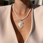 FLORAL ROSE CAMEO NECKLACE WITH FRESHWATER PEARLS