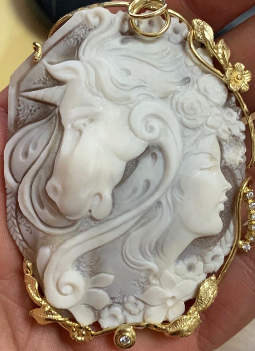 Unicorn Cameo Pendant