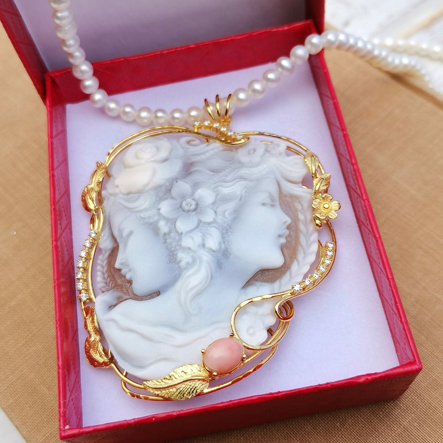 Charming Cameo Necklace with Amethyst Stone