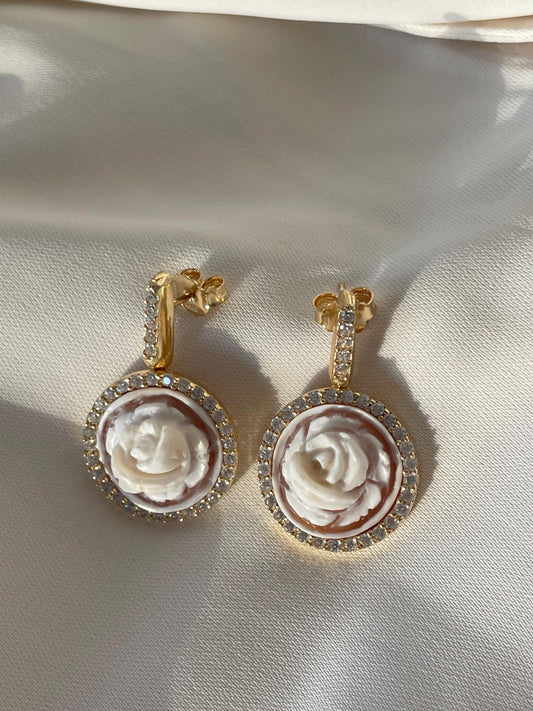 ROSE CAMEO DROP EARRINGS