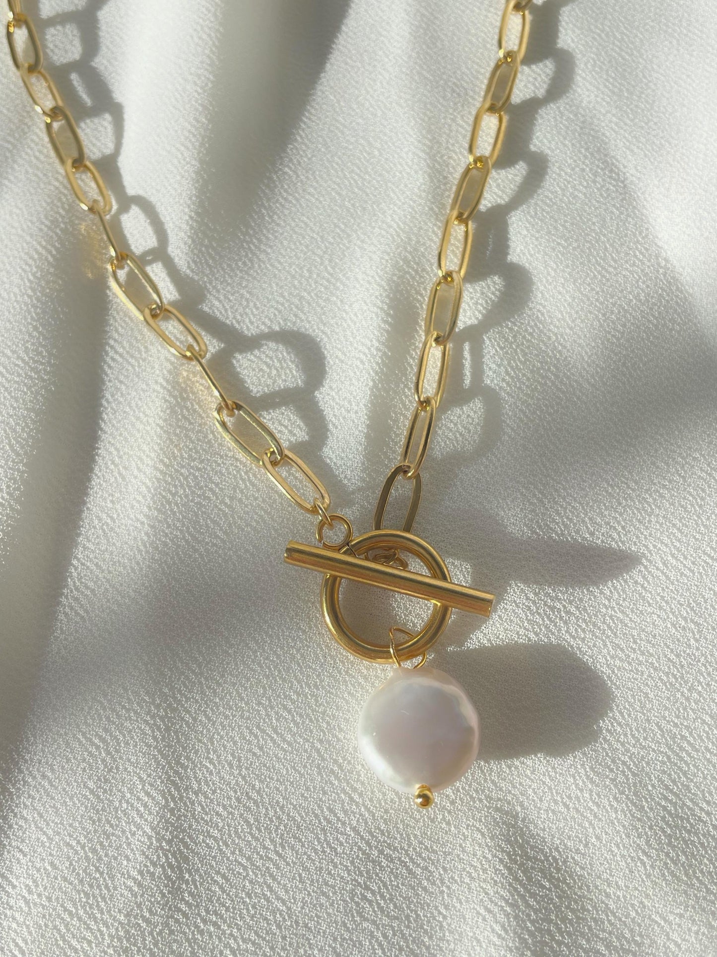 Pearl Pendant & Link Chain Necklace