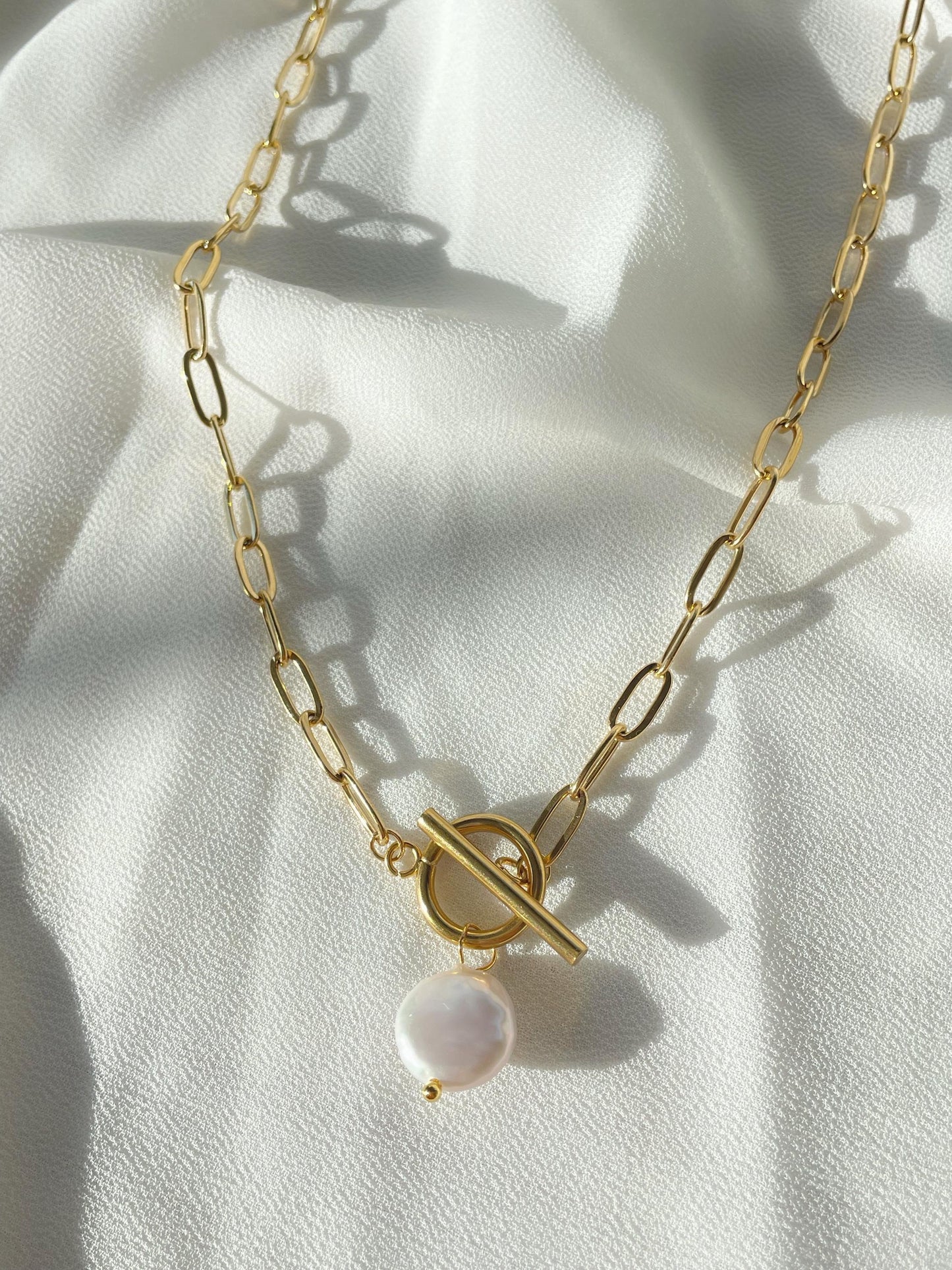 Pearl Pendant & Link Chain Necklace