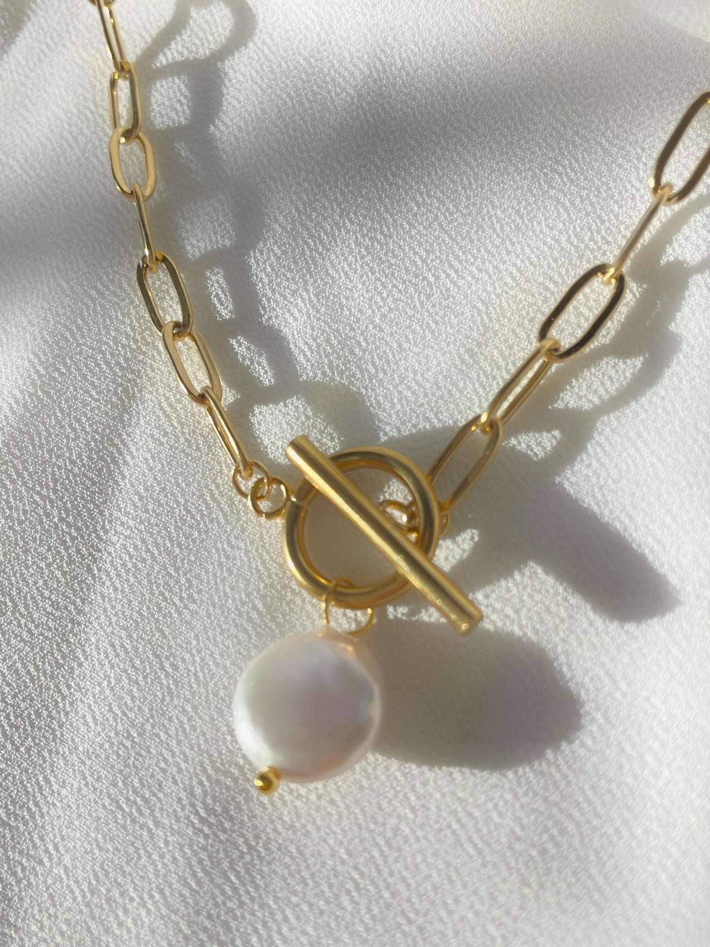 Pearl Pendant & Link Chain Necklace